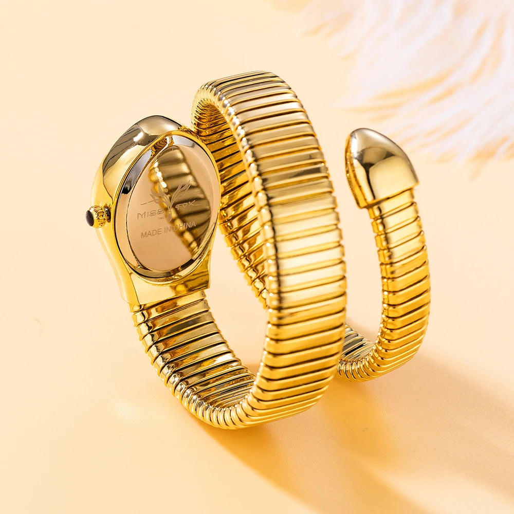 Women's Watches New Quartz Snake Shape Simple Ladies Watch Fashion Unique Strap Waterproof