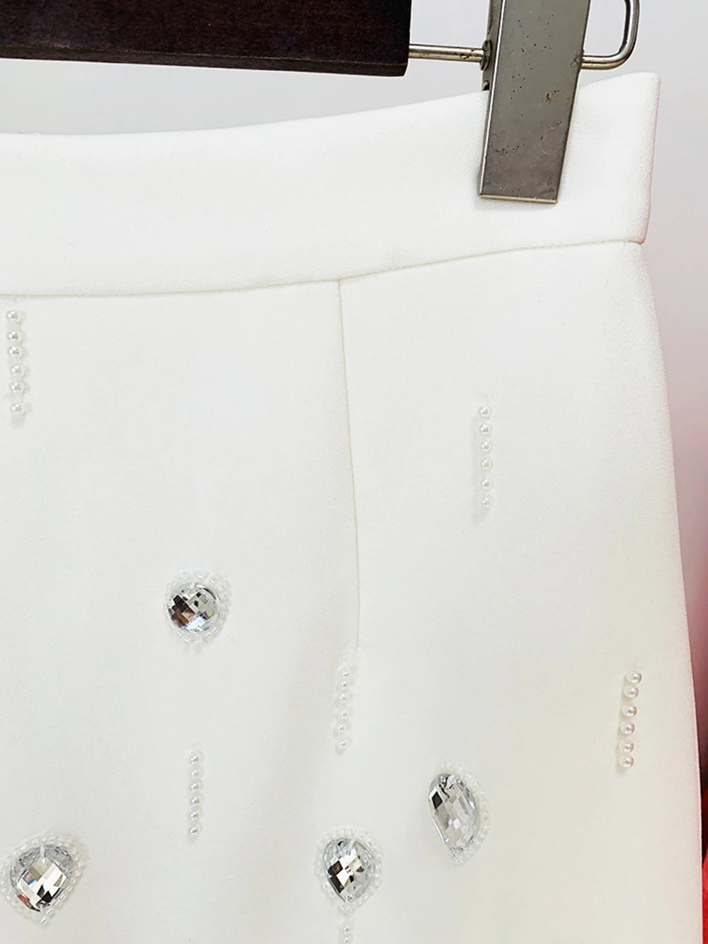 Long Sleeve Short Top and Mini Skirt Suit Outfit, Diamond Beaded Design,High Quality, 2 Pcs Set