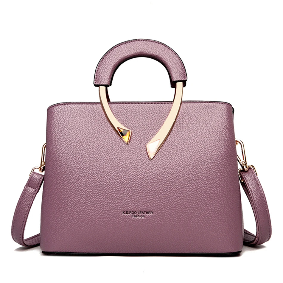 GENUINE VANDERWAH High Quality Leather Casual Tote Luxury Bags Designer Shoulder Crossbody Burgundy Gray Taro purple Burgundy-Gray-Taro purple-Blue-Black-