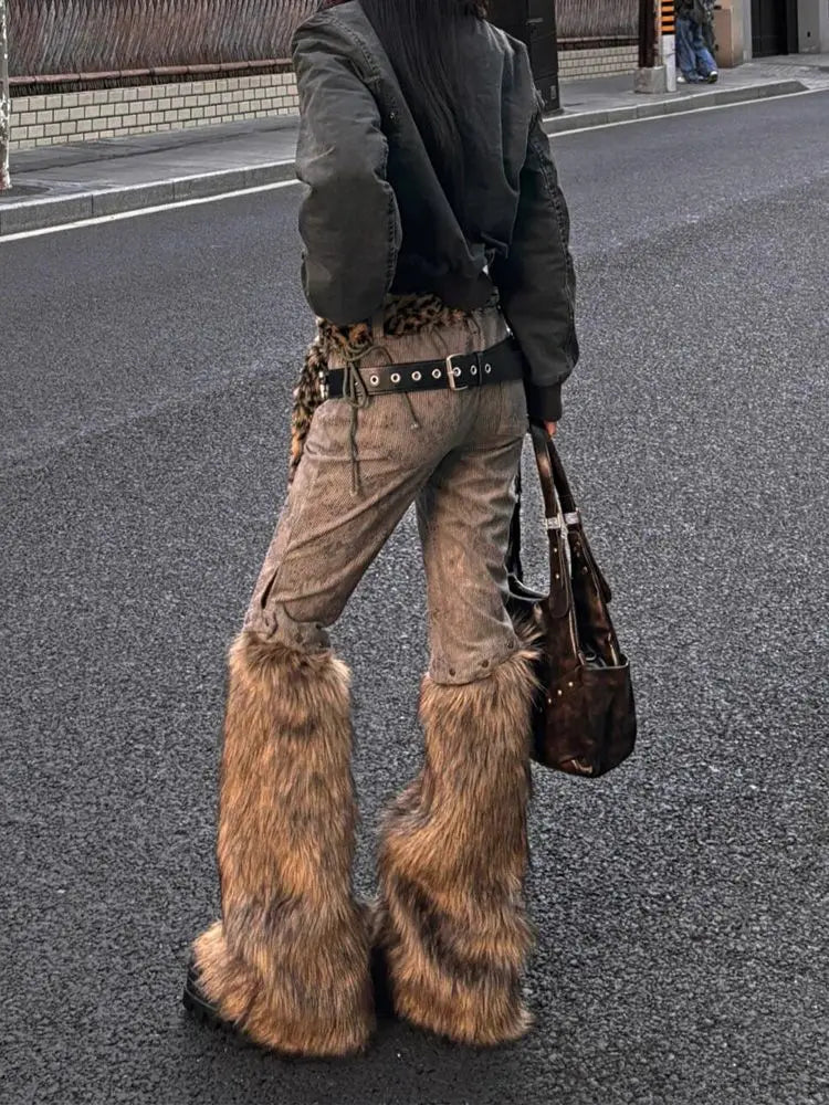 Raw Edge Micro-flared Jeans Millennial Fashion High Street Jeans Harajuku Hip Hop