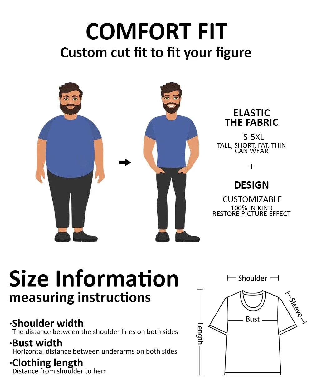 Classic Summer Men's T-shirt Loose Street Stripe Print Short Sleeve Round Neck