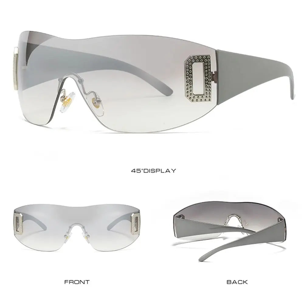 Luxury Y2K One Piece Sunglasses Women Brand Designer New Punk Sports Sun Glasses Men Goggle Shades UV400 Fashion Letter Eyewear