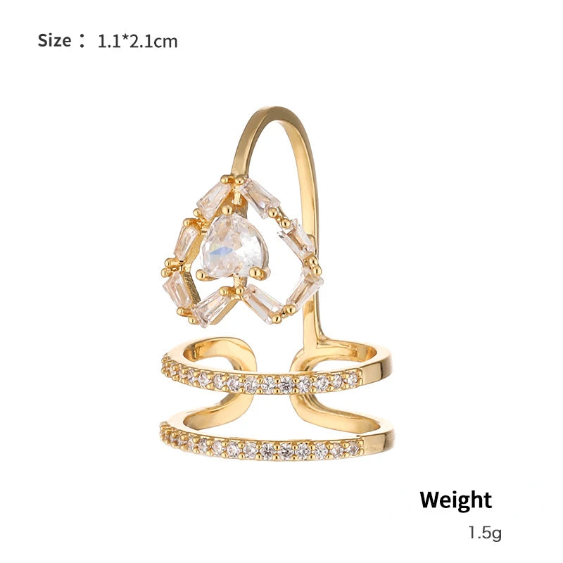 Dainty Crown Nail Rings for Women Full Zircon Fingernail Adjustable Tip Nail Cap Loop Ring