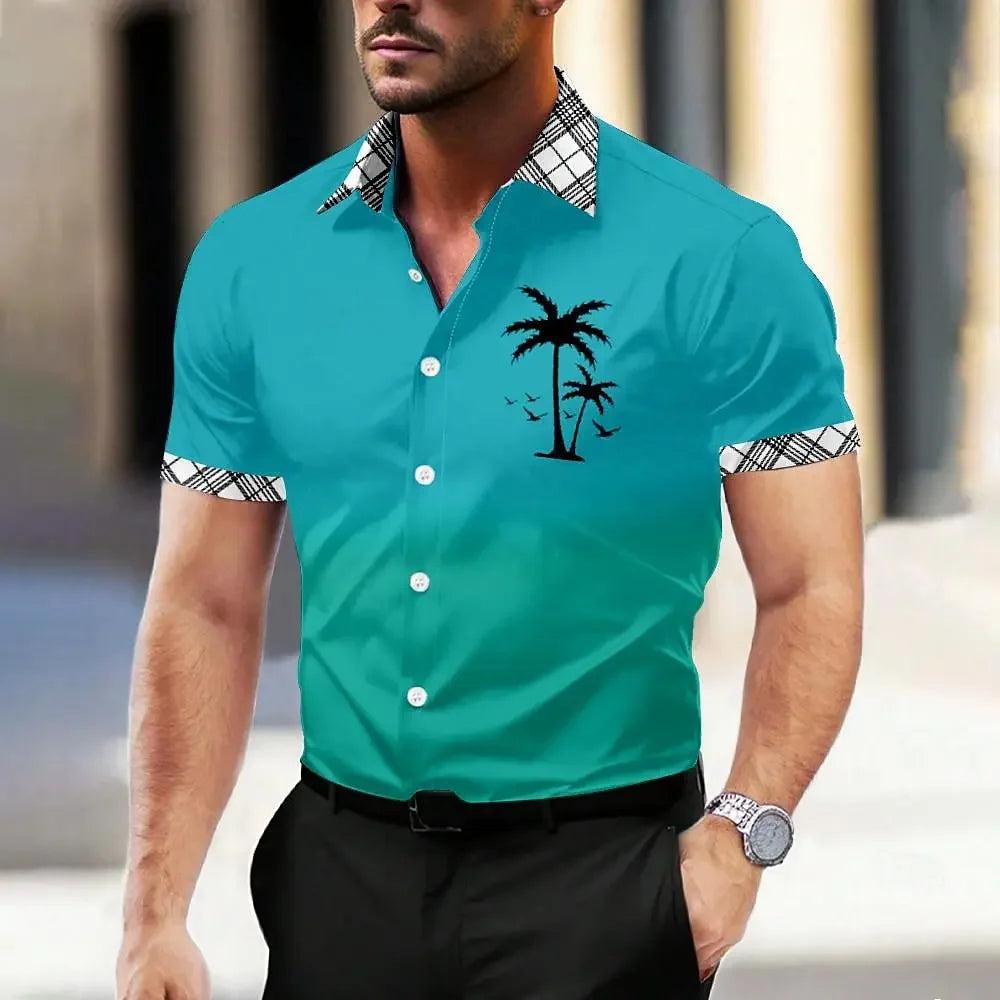 Solid Color Casual Shirt - Fashionable Street Style - Business Linen Material - Men's Short Sleeve Shirt