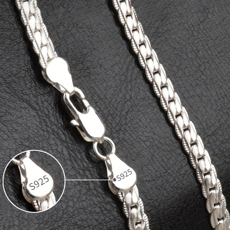 18K Gold/Silver Color 6mm Necklace 8/18/20/24 Inch Chain For Woman Men - Fashionqueene.com