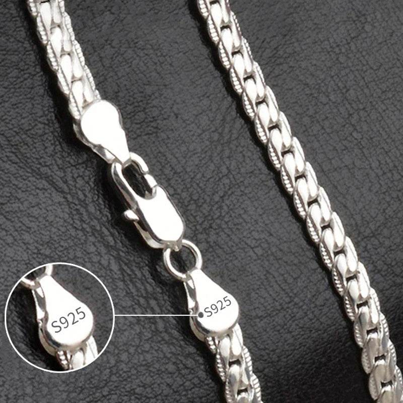 18K Gold/Silver Color 6mm Necklace 8/18/20/24 Inch Chain For Woman Men - Fashionqueene.com