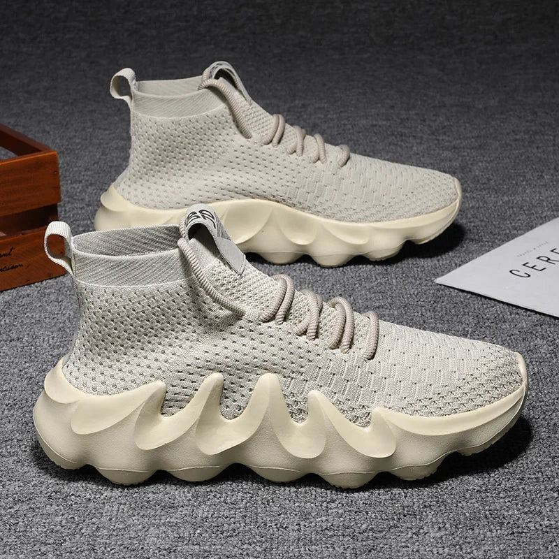 Mens High Top Fashion Sneakers Breathable Shoes Comfortable Sneakers Heighten Sports Shoes Men Lightweight