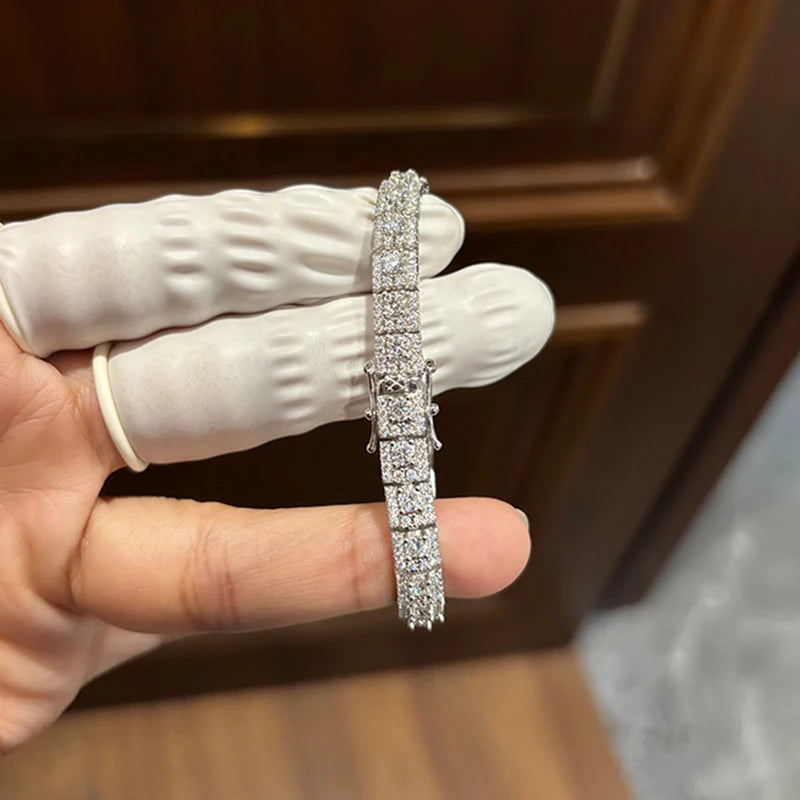2025 New Full Moissanite Diamond Bracelets Tennis Chain For Women Engagement Wedding Original 925 Sterling Silver Jewelry Plated
