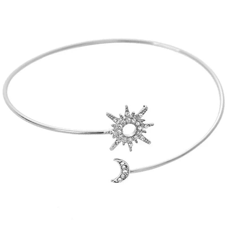 1 Pcs Rhinestones Arm Cuff for Women Armlet Bangle Arm Cuff Flexible - Fashionqueene.com