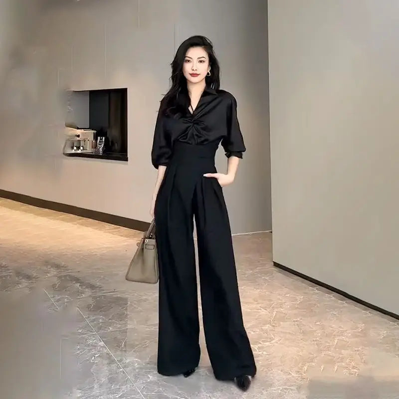 Wide-Leg Pants Women's Slimming Suit Pant Magic High Waist Loose Straight Casual Trousers