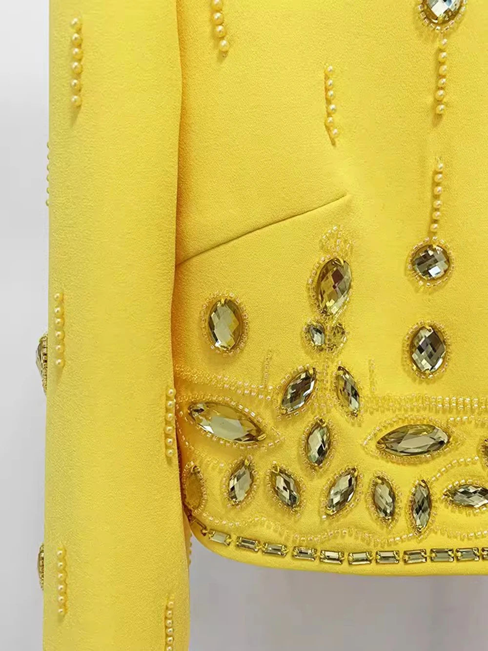 Long Sleeve Short Top and Mini Skirt Suit Outfit, Diamond Beaded Design,High Quality, 2 Pcs Set