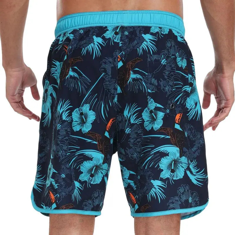 Men's Drawstring Printed Swimsuit Men Quick Dry Beach Shorts