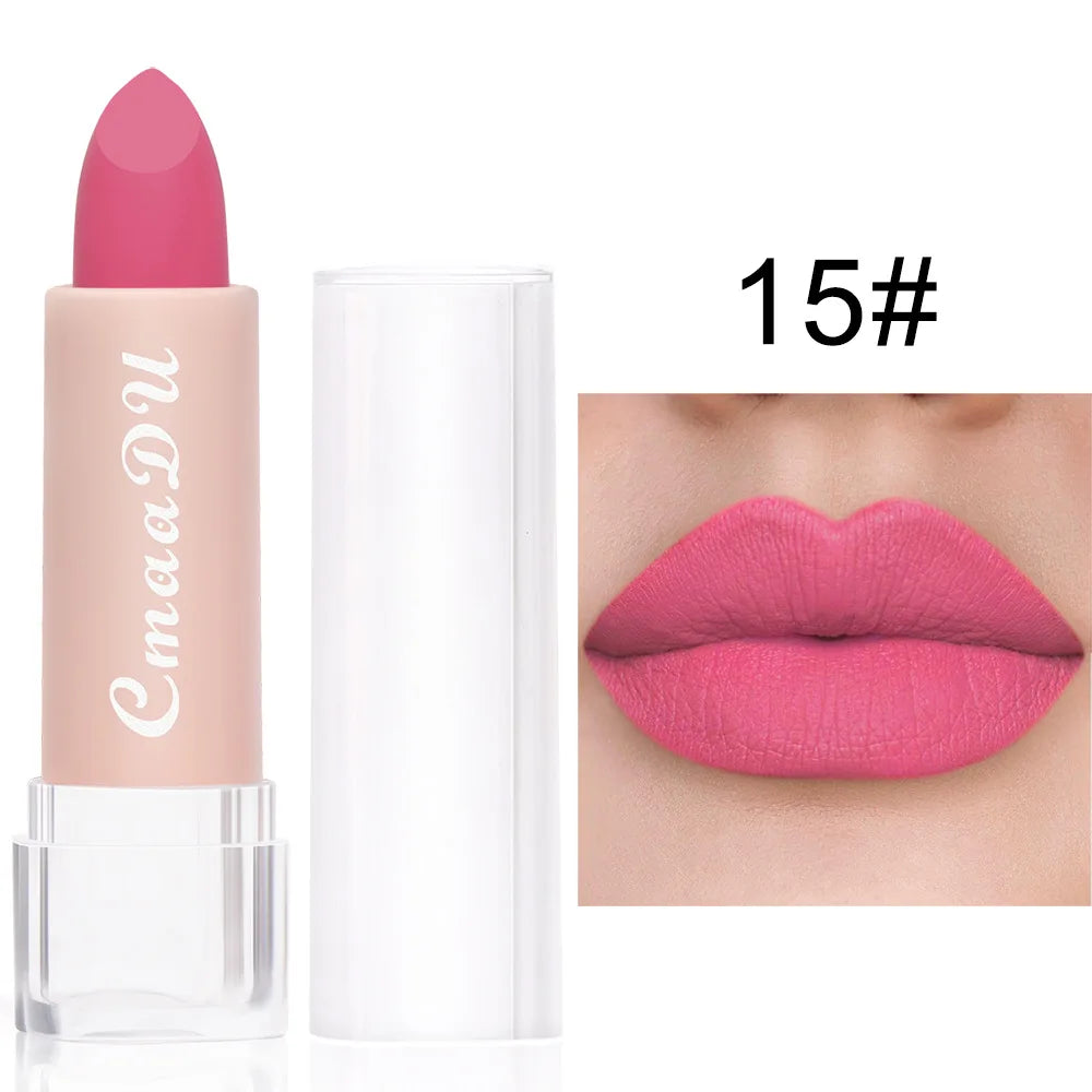 1PC Matte Nude Lipstick Waterproof Long Lasting Non-stick Red Pink Velvet Lipsticks Women Makeup Cosmetic 15 Colors 13 14