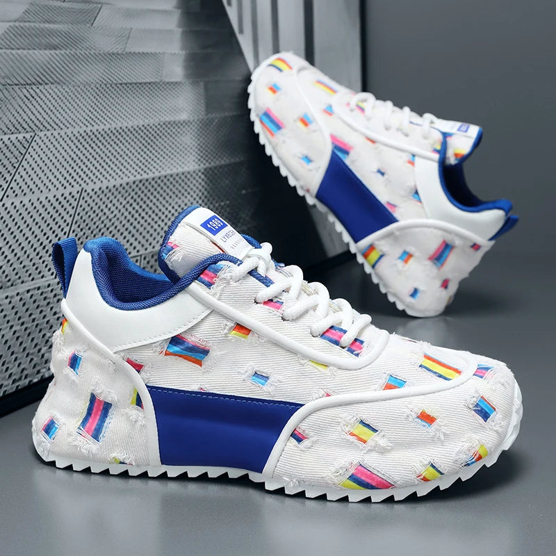 Men's casual, lightweight, breathable, comfortable, fashionable sports shoes White Blue United States
