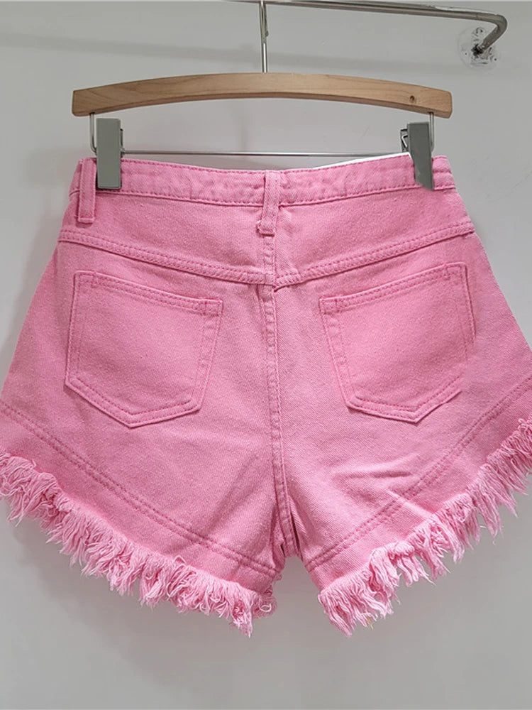 Denim Shorts Pants Low Rise Slim Lady Crop jeans Distressed Chic Casual Short Trousers