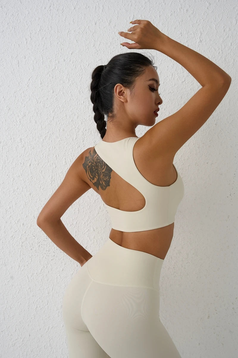 Backless Women Crop Top Fitness Solid Sports Bra Gym Shockproof