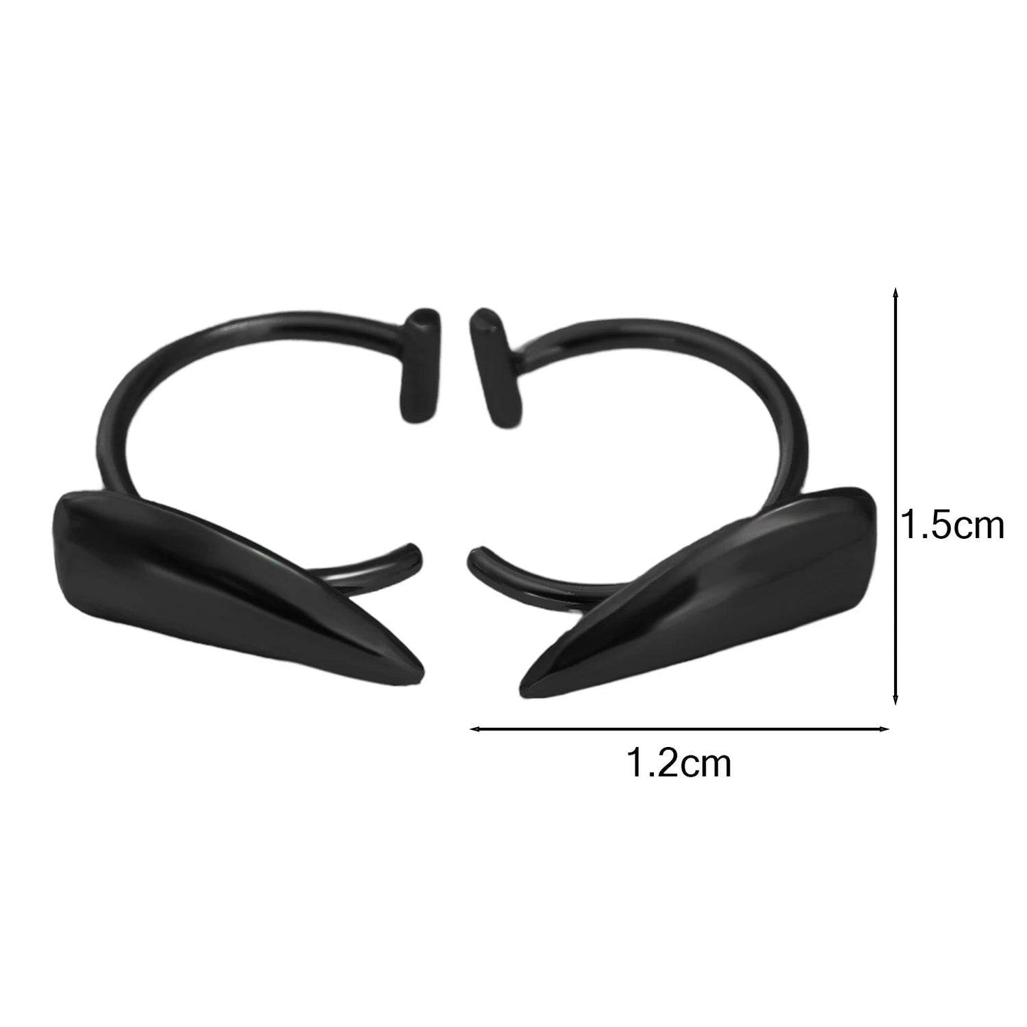 1pair Stainless Steel Sharp Teeth Fake Piercing Lip Ring Punk Exaggerated Jewelry for Women Gothic - Fashionqueene.com