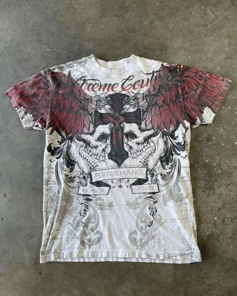 Xtreme Dark Grey Short Sleeves Woman High Street American HD Printing T-shirt Men and Women