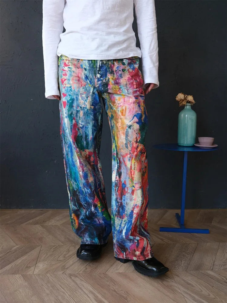 Graffiti Painting Baggy Jeans Pants For Men Designer Wide Leg Denim Trousers Multicolour / S / CHINA Multicolour / M / CHINA Multicolour / L / CHINA Multicolour / S / CHINA-Multicolour / M / CHINA-Multicolour / L / CHINA-Multicolour / XL / CHINA-Multicolour / 2XL / CHINA-Multicolour / 3XL / CHINA-
