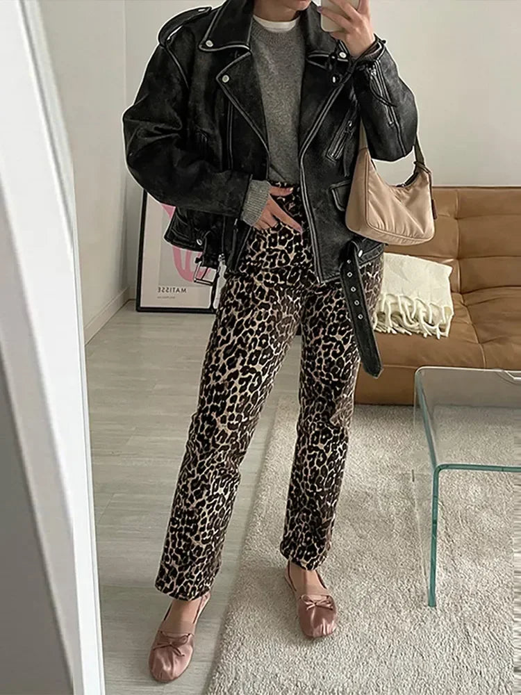 Animal Leopard Print Long Denim Women High Waist Straight Pencil Jeans Leopard print / M Leopard print / L Leopard print / XS Leopard print / M-Leopard print / L-Leopard print / XS-Leopard print / S-