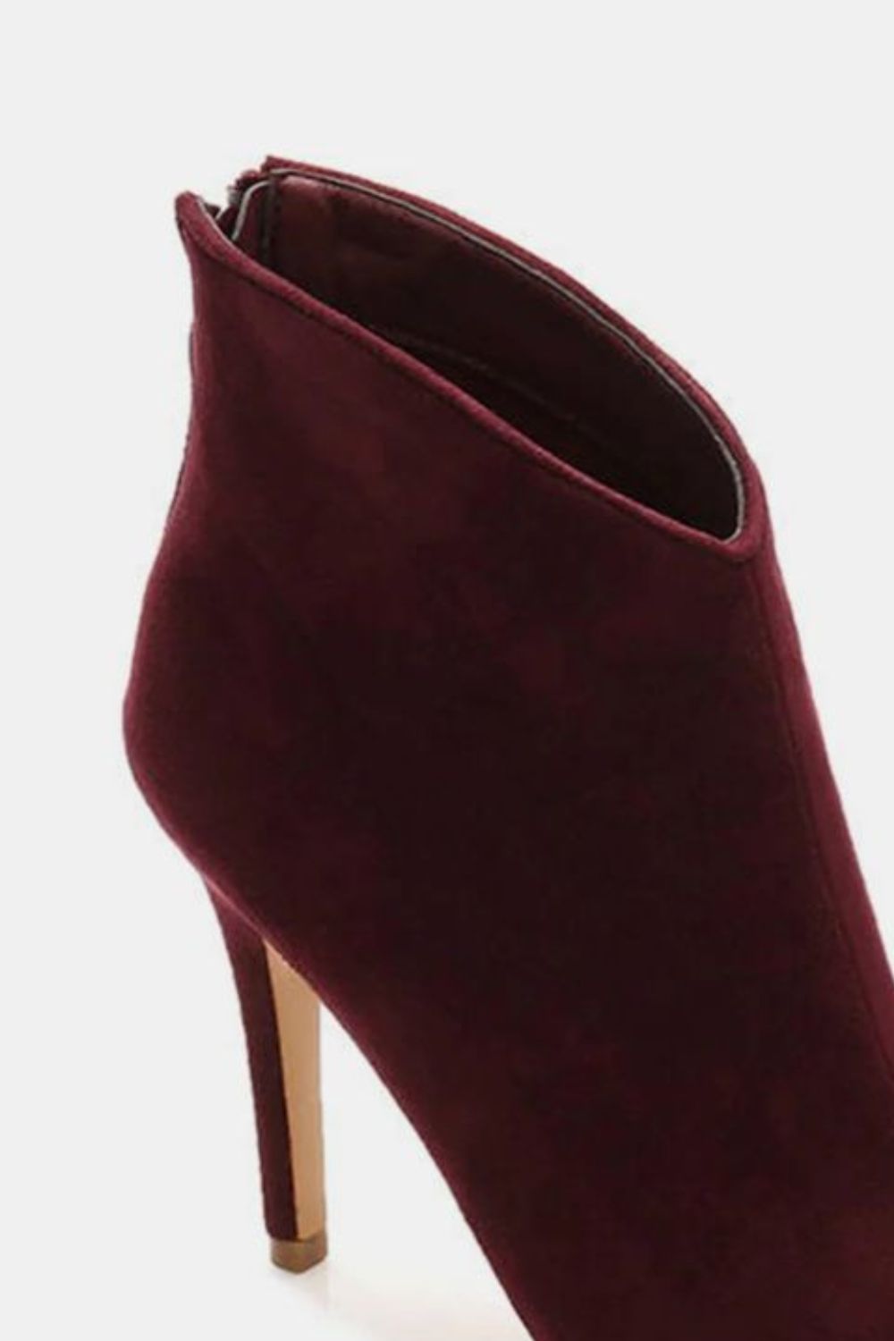 Beast Fashion Suede Stiletto Ankle Booties with Back Zippers Wine / 5.5 Wine / 6