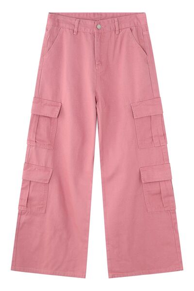 Wide Leg Cargo Jeans Dusty Pink / XL Dusty Pink / L Dusty Pink / S Dusty Pink / XL-Dusty Pink / L-Dusty Pink / S-Dusty Pink / M-