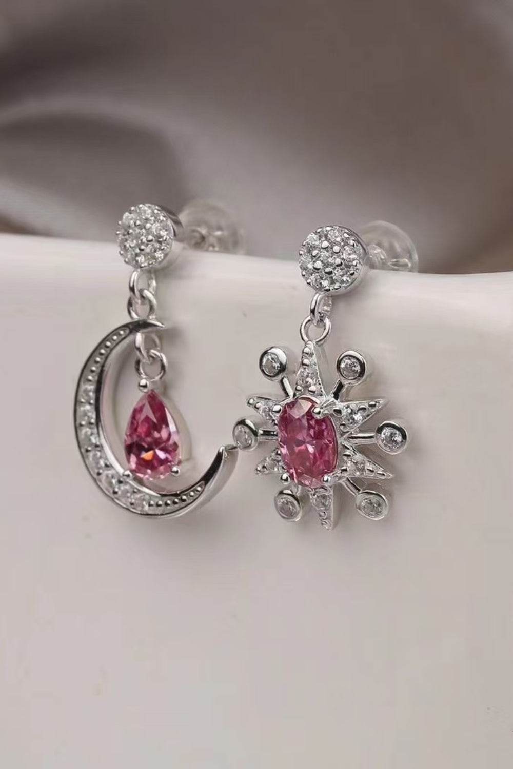 2 Carat Moissanite 925 Sterling Silver Moon & Star Earrings - Fashionqueene.com
