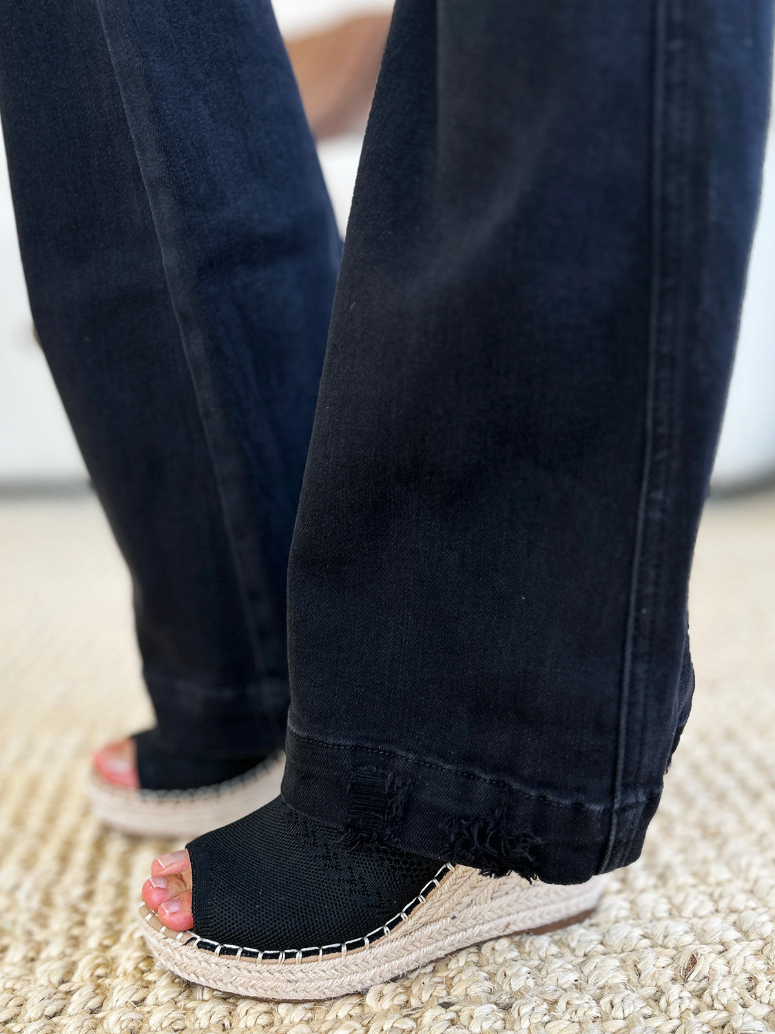 Judy Blue Full Size High Waist Distressed Flare Jeans Black / 15(32) Black / 14W