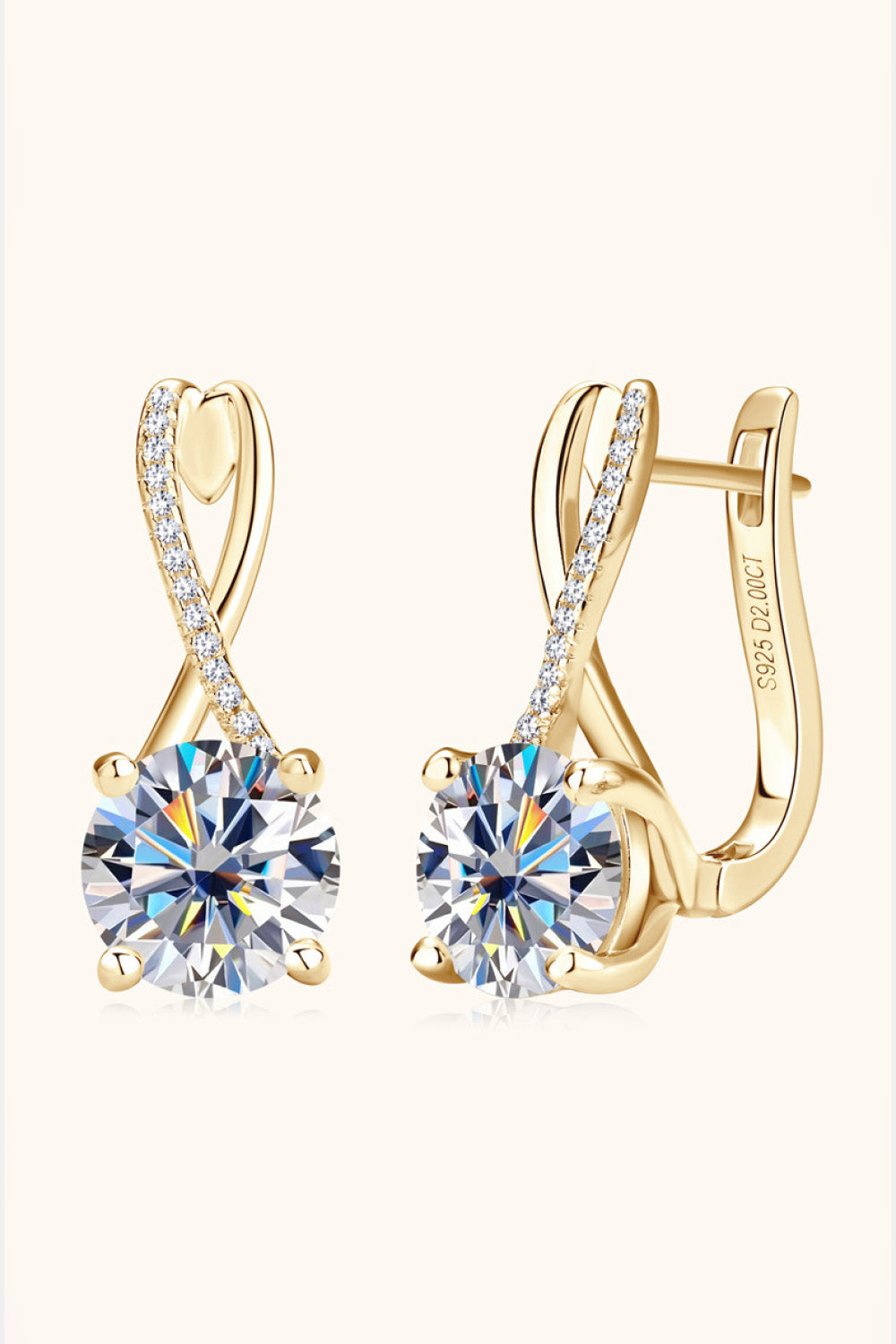 4 Carat Moissanite 925 Sterling Silver Earrings Gold / One Size Silver / One Size Gold / One Size-Silver / One Size-