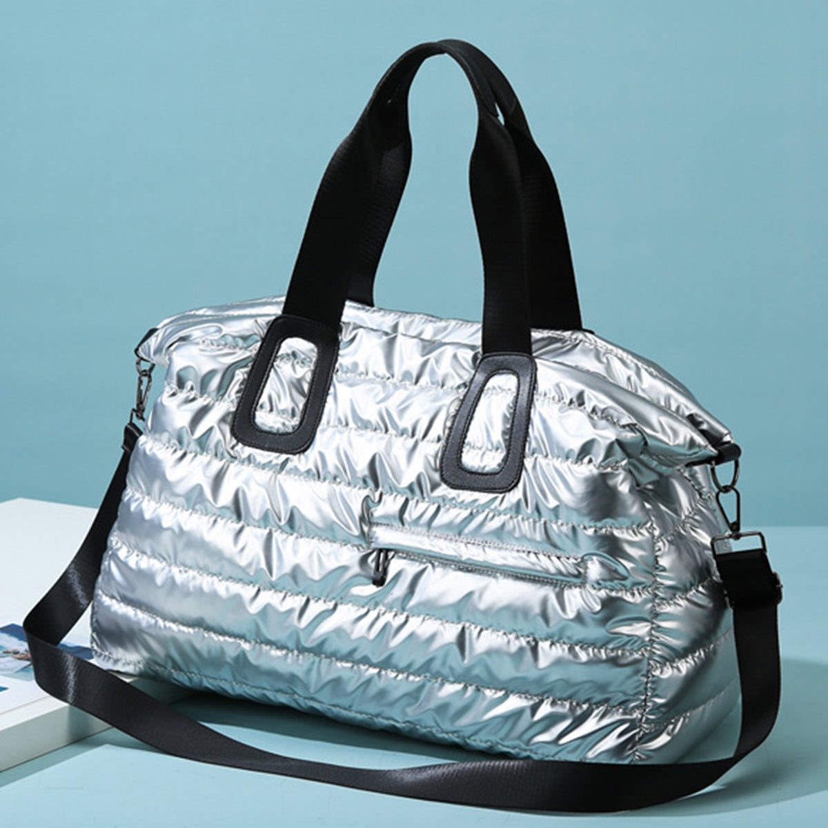 Quilted Nylon Oversize Travel Bag Cerulean / One Size Rose Gold / One Size