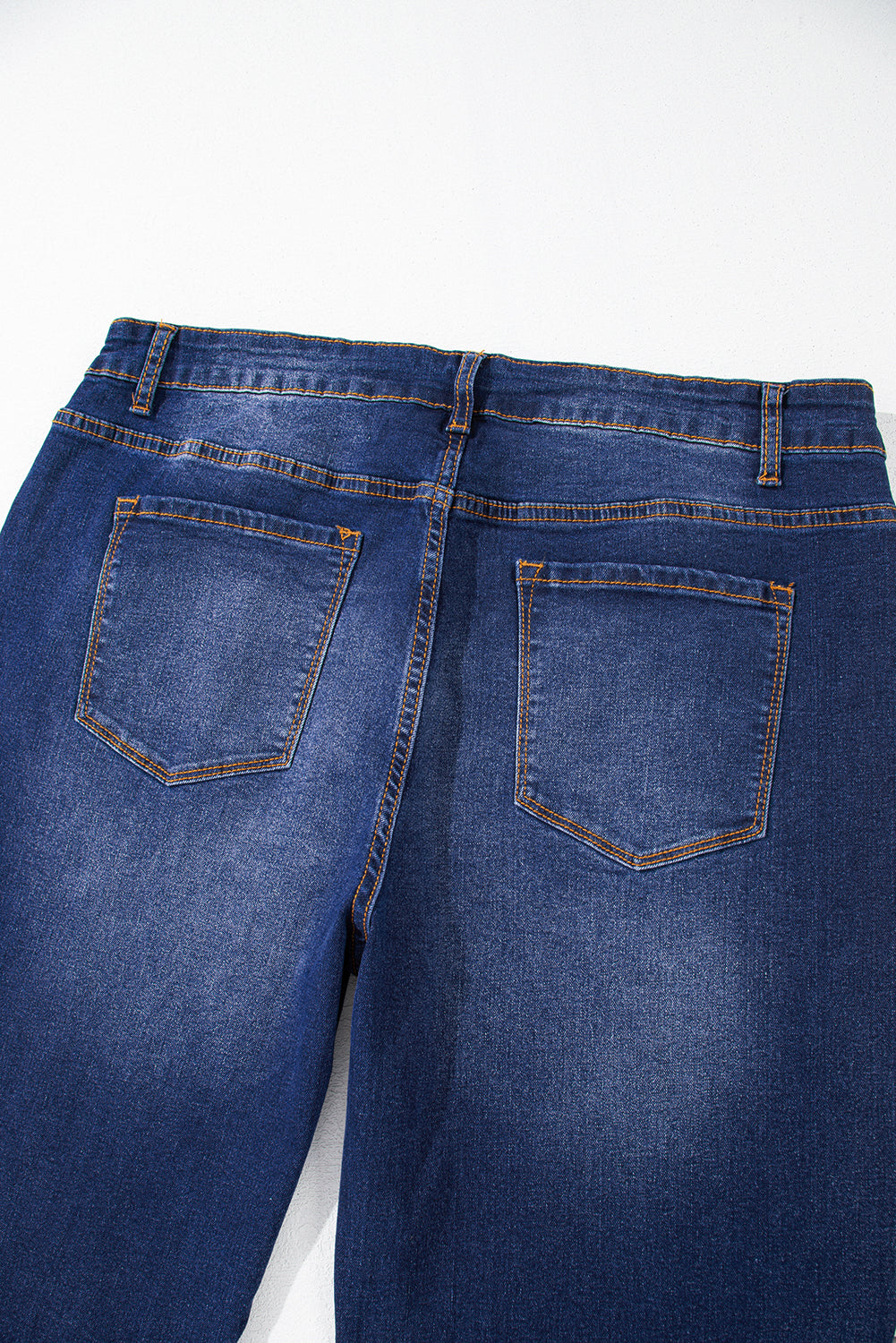 Navy Blue Plus Size Seamed Wide Leg High Waist Jeans Navy Blue / 1X Navy Blue / 2X