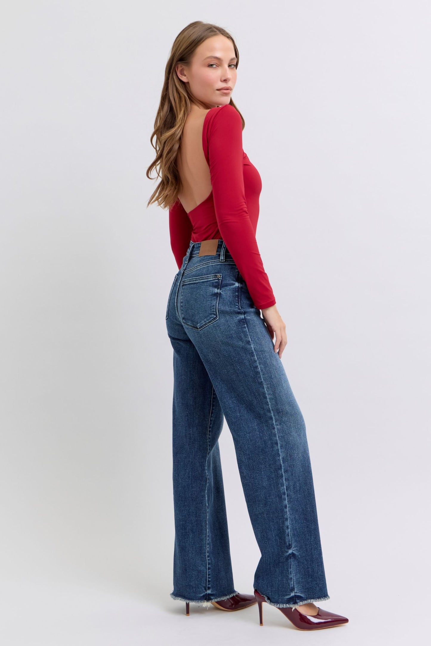 Judy Blue Full Size Raw Hem Mid Rise Jeans Dark / 0(24) Dark / 1(25)