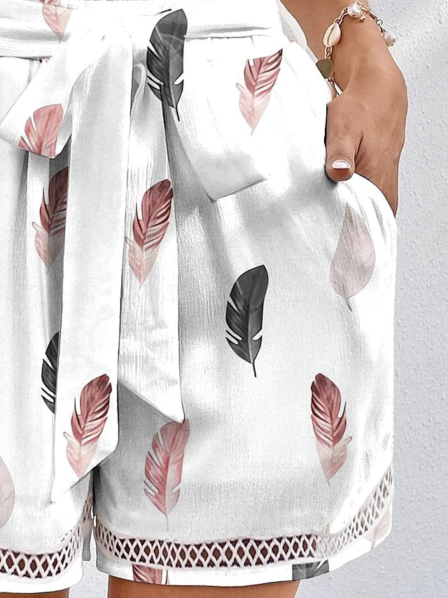 Chic High-Waist Graphic Shorts for Women - Ideal for Vacation and Casual Summer Days White / L White / XL White / 2XL White / L-White / XL-White / 2XL-
