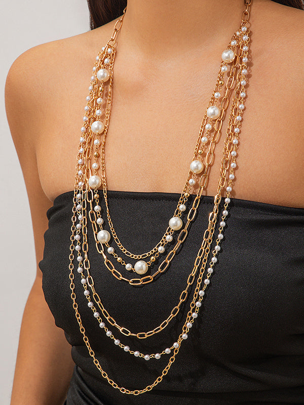 “Normcore Geometric Layered Necklace: Chic Minimalist Accessories for Everyday Elegance” GOLD One_size