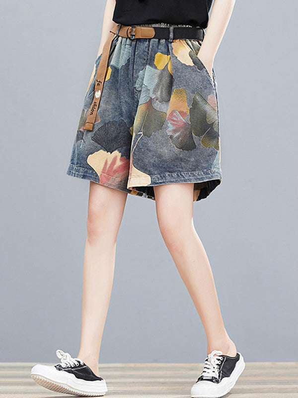 Original Floral Wide Leg Denim Shorts: Effortless Style Meets Comfort SAME AS PICTURE / M SAME AS PICTURE / L SAME AS PICTURE / XL SAME AS PICTURE / M-SAME AS PICTURE / L-SAME AS PICTURE / XL-SAME AS PICTURE / 2XL-