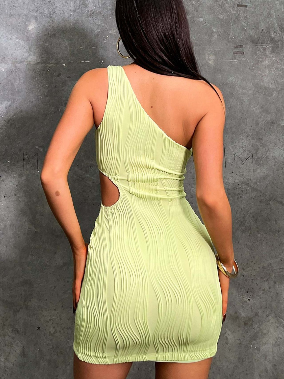 One Shoulder Cutout Mini Dress White / L Black / L Black / XL White / L-Black / L-Black / XL-Lime / M-Fuchsia Pink / M-Fuchsia Pink / L-Black / S-White / M-Fuchsia Pink / S-Black / M-White / S-White / XL-Fuchsia Pink / XL-Lime / S-Lime / L-Lime / XL-