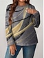 Chic Geometry Print Long Sleeve Tee - Plus Size Casual Top for Fall & Winter Gray / 1XL (Plus) Gray / 2XL (Plus) Gray / 3XL (Plus) Gray / 1XL (Plus)-Gray / 2XL (Plus)-Gray / 3XL (Plus)-Gray / 4XL (Plus)-