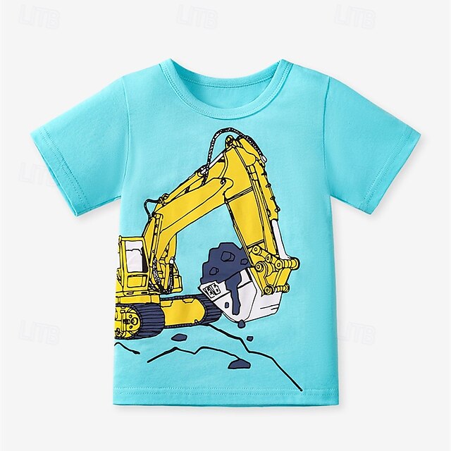 Fun & Colorful 3-Pack Boys' T-Shirts: Cartoon Crew Neck for Spring/Summer Adventures! red+blue+Light Blue / 4 Years(110cm) red+blue+Light Blue / 4-5 Years(120cm) red+blue+Light Blue / 5-6 Years(130cm) red+blue+Light Blue / 4 Years(110cm)-red+blue+Light Blue / 4-5 Years(120cm)-red+blue+Light Blue / 5-6 Years(130cm)-red+blue+Light Blue / 7-8 Years(140cm)-
