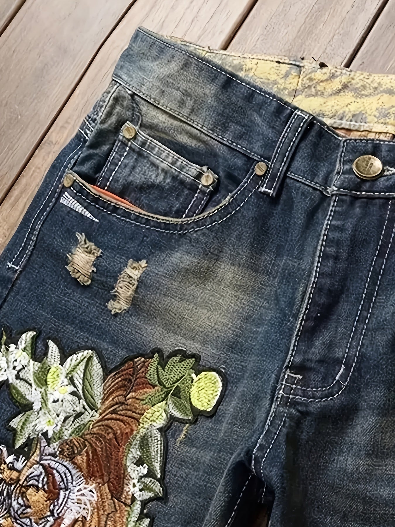 Men'S Ripped Slim Biker Jeans Indigo / 30 Indigo / 32 Indigo / 34 Indigo / 30-Indigo / 32-Indigo / 34-Indigo / 36-Indigo / 38-