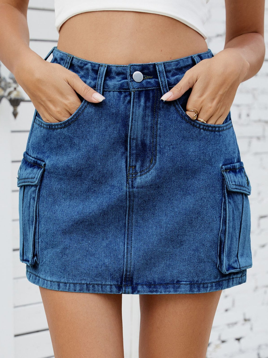 Cargo Denim Skirt Medium / S Medium / M Medium / L Medium / S-Medium / M-Medium / L-Medium / XL-Medium / 2XL-Dark / S-Dark / M-Dark / L-Dark / XL-Dark / 2XL-Black / S-Black / M-Black / L-Black / XL-Black / 2XL-