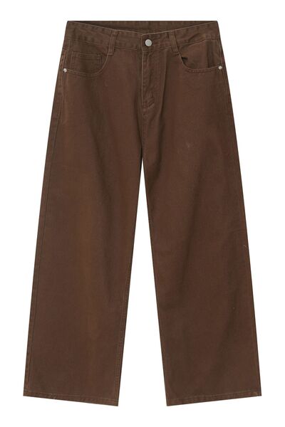 Pocketed Wide Leg Men's Jeans Khaki / S Brown / M Khaki / M Khaki / S-Brown / M-Khaki / M-Brown / L-Black / S-Beige / L-Burgundy / XL-Black / L-Burgundy / M-Beige / XL-Burgundy / L-Burgundy / S-Khaki / XL-Brown / XL-Beige / M-Brown / S-Black / XL-Khaki / L-Beige / S-Black / M-