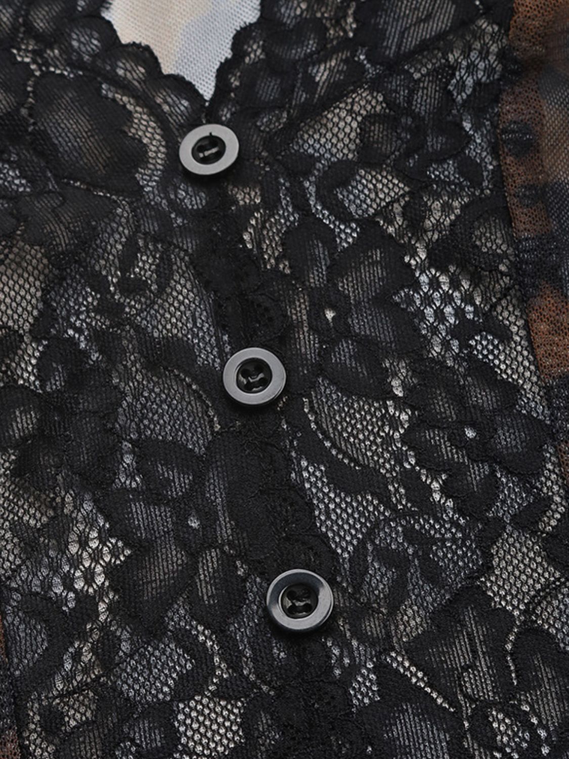 Perfee Leopard V-Neck Lace Bodysuit Brown / S Brown / M