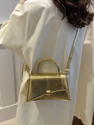 Solid Color PU Leather Handbag White / One Size Black / One Size Gold / One Size White / One Size-Black / One Size-Gold / One Size-Silver / One Size-