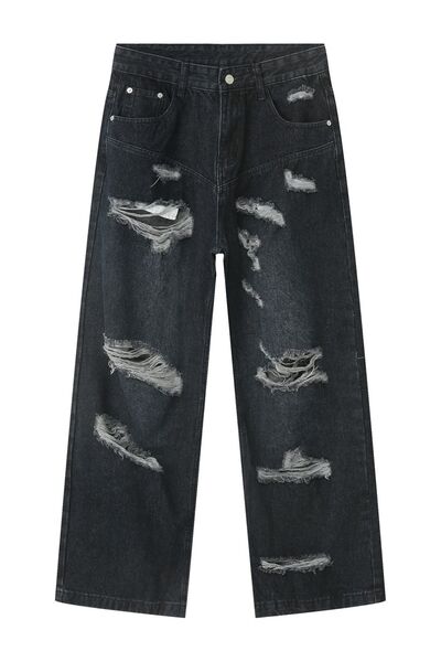 Distressed Wide Leg Pocketed Men's Jeans Dark / XL Dark / L Dark / S Dark / XL-Dark / L-Dark / S-Dark / M-