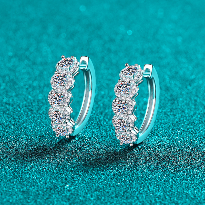 1 Carat Moissanite Zircon 925 Sterling Silver Huggie Earrings Silver / One Size
