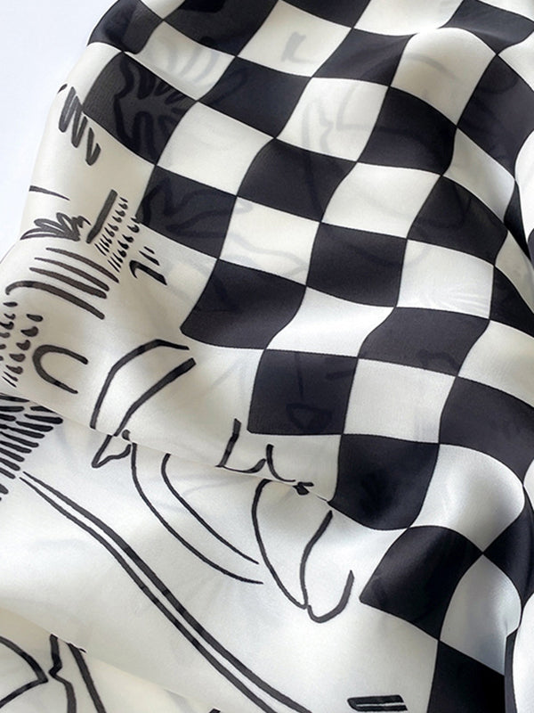 Chic Urban Plaid Printed Square Scarf - Elevate Your Style! COFFEE / One_size BLACK / One_size COFFEE / One_size-BLACK / One_size-
