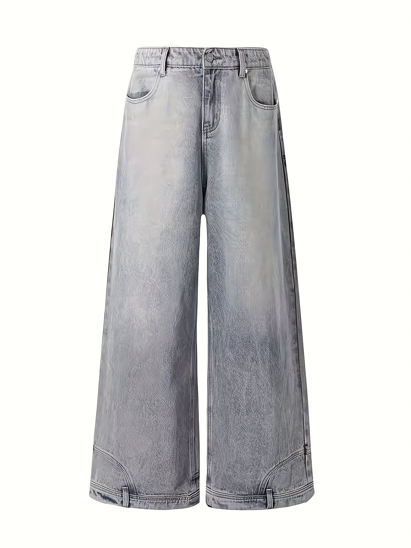 (Button Hole Not Opened) Reverse Pocket Design, High Street Jeans, Men'S And Women'S Versatile, Washed Wide Leg Retro Pants Light Blue / S Light Blue / M Light Blue / L Light Blue / S-Light Blue / M-Light Blue / L-Light Blue / XL-Light Blue / XXL-Light Blue / XXXL-