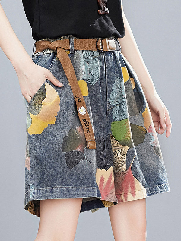 Original Floral Wide Leg Denim Shorts: Effortless Style Meets Comfort SAME AS PICTURE / M SAME AS PICTURE / L SAME AS PICTURE / XL SAME AS PICTURE / M-SAME AS PICTURE / L-SAME AS PICTURE / XL-SAME AS PICTURE / 2XL-