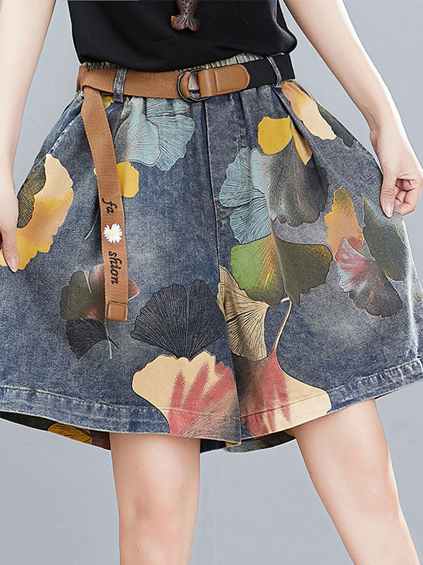 Original Floral Wide Leg Denim Shorts: Effortless Style Meets Comfort SAME AS PICTURE / M SAME AS PICTURE / L SAME AS PICTURE / XL SAME AS PICTURE / M-SAME AS PICTURE / L-SAME AS PICTURE / XL-SAME AS PICTURE / 2XL-