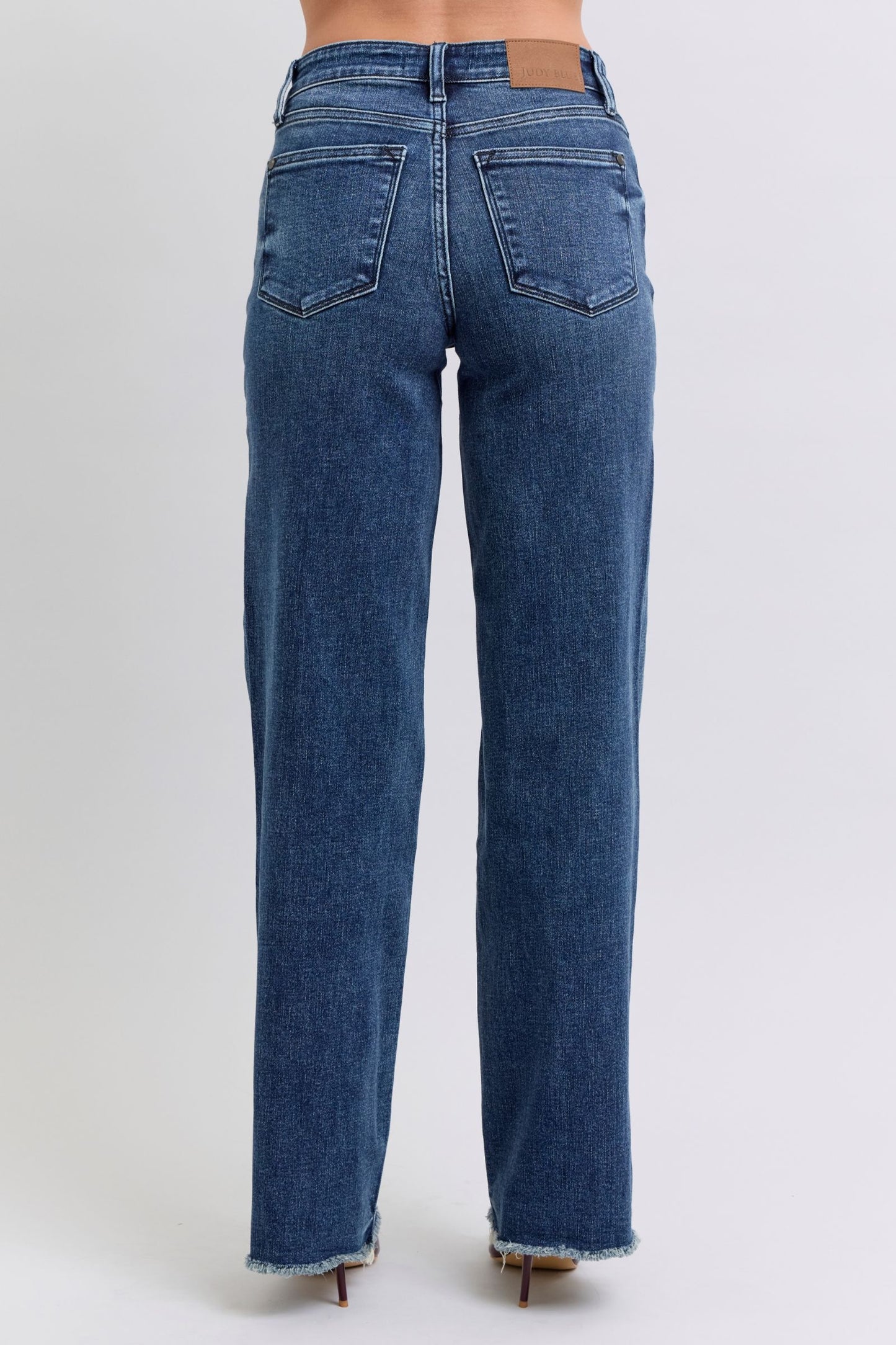 Judy Blue Full Size Raw Hem Mid Rise Jeans Dark / 0(24) Dark / 1(25)